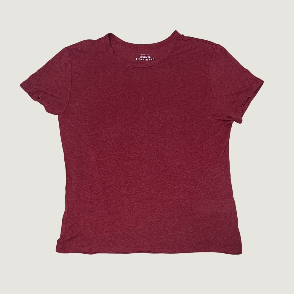 Abercrombie & Fitch Summer Linen Blend Basic‎ T-shirt Burgundy Size Small